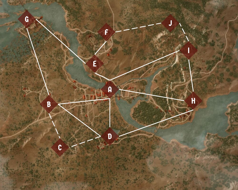 pointcrawl map of white orchard the witcher 3
